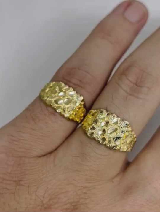10K Solid Yellow Gold Classic Nugget Ring. Available in Medium or Large Sizes